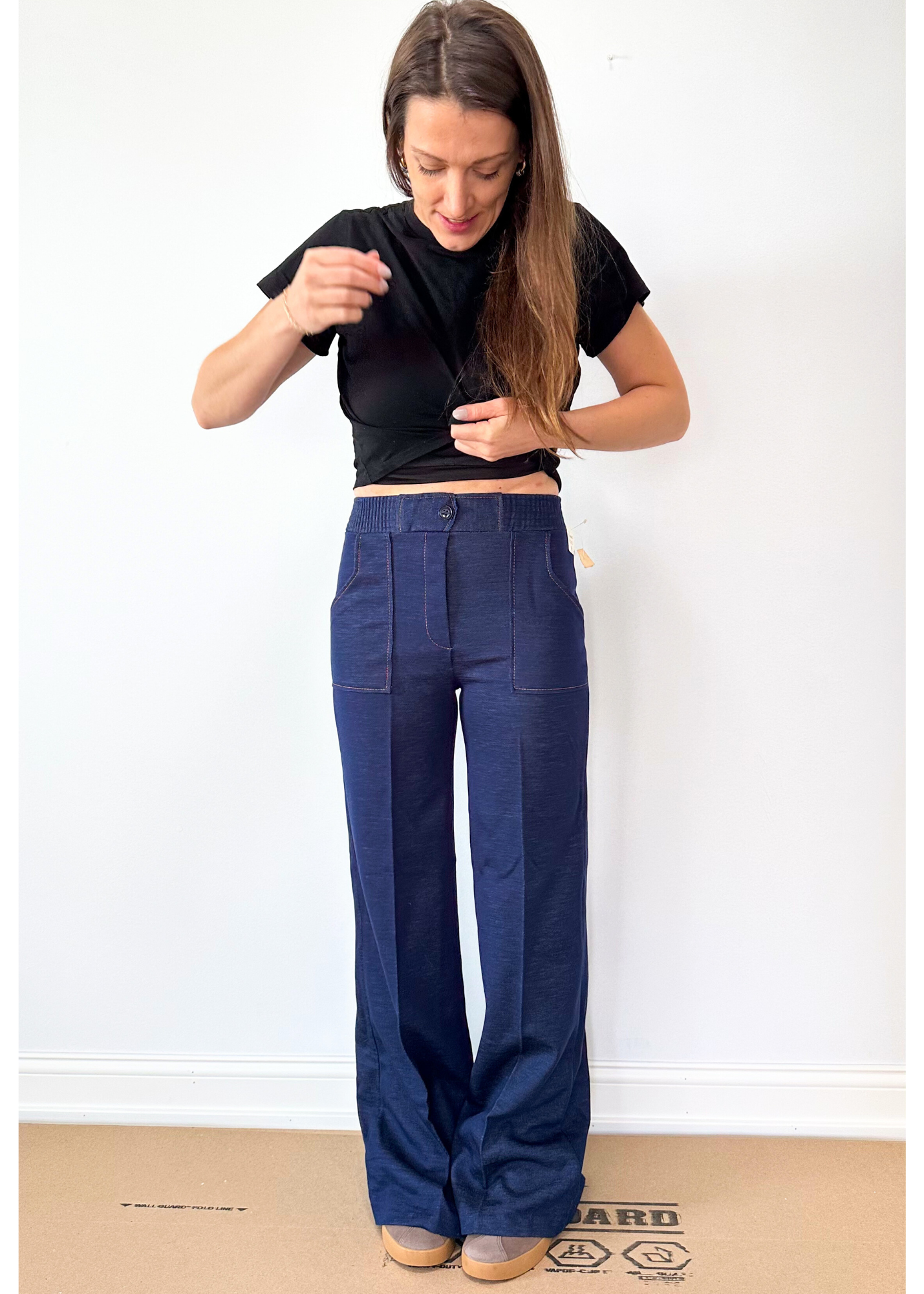 NEW Vintage 70s 80s Dark Denim Pull-On Flare Stretch Jeans (S)
