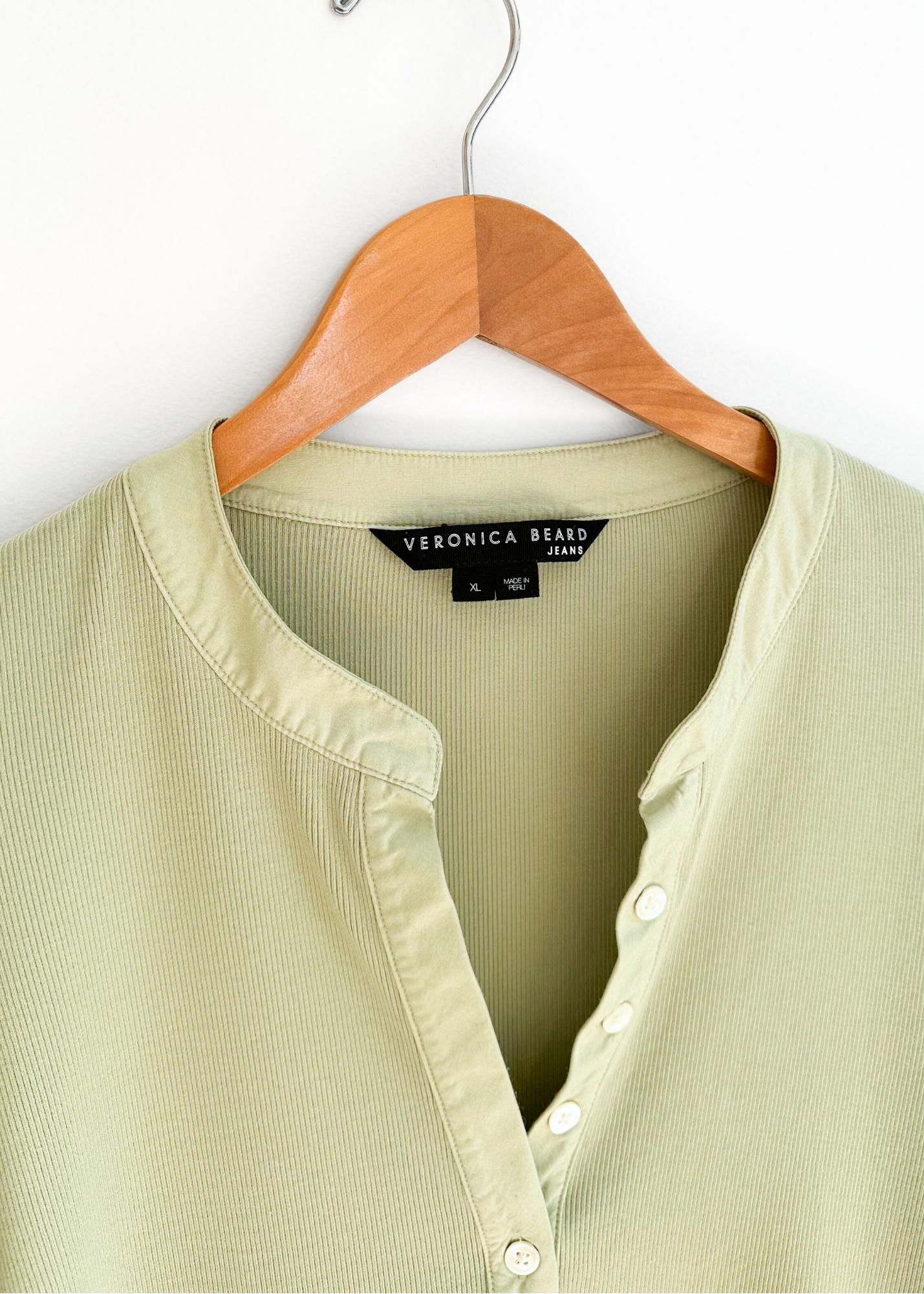 Veronica Beard Coralee Puff Sleeve Top in Dusty Sage Green (XL)
