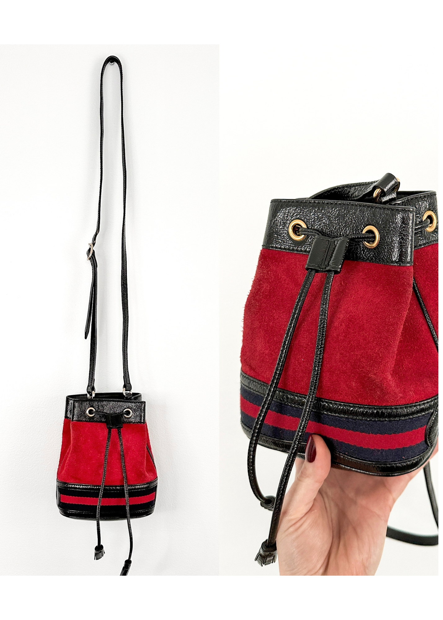 Gucci Small Ophidia Red Suede Bucket Bag Purse