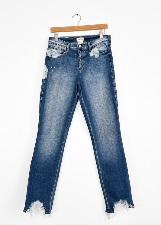 L’agence Harmon Bleach Detail High Rise Straight Leg Jeans in Montana Destruct Hem (28 or 6)