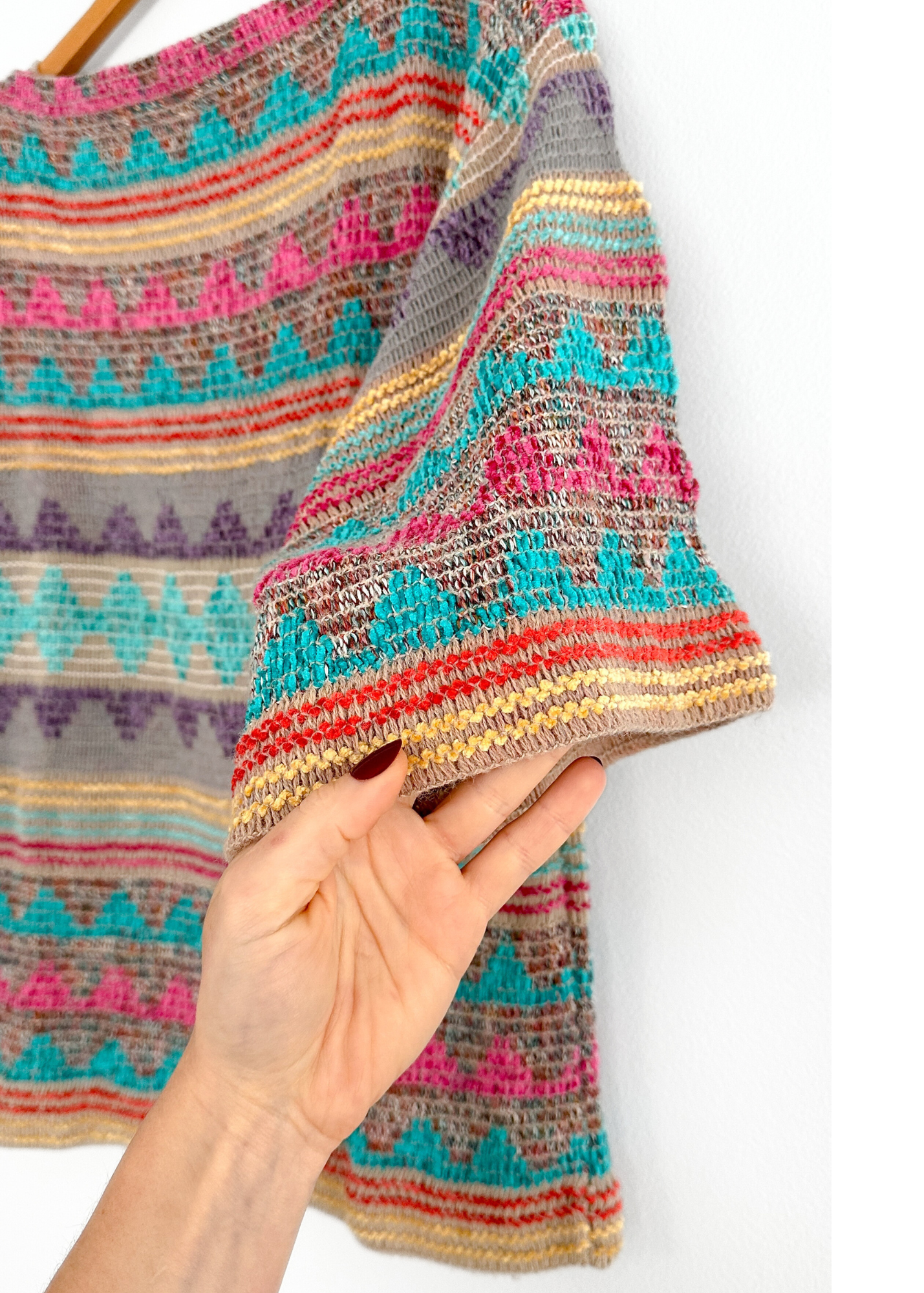 Vintage 70s Multi Colored Boat Neck Knit Top (M)
