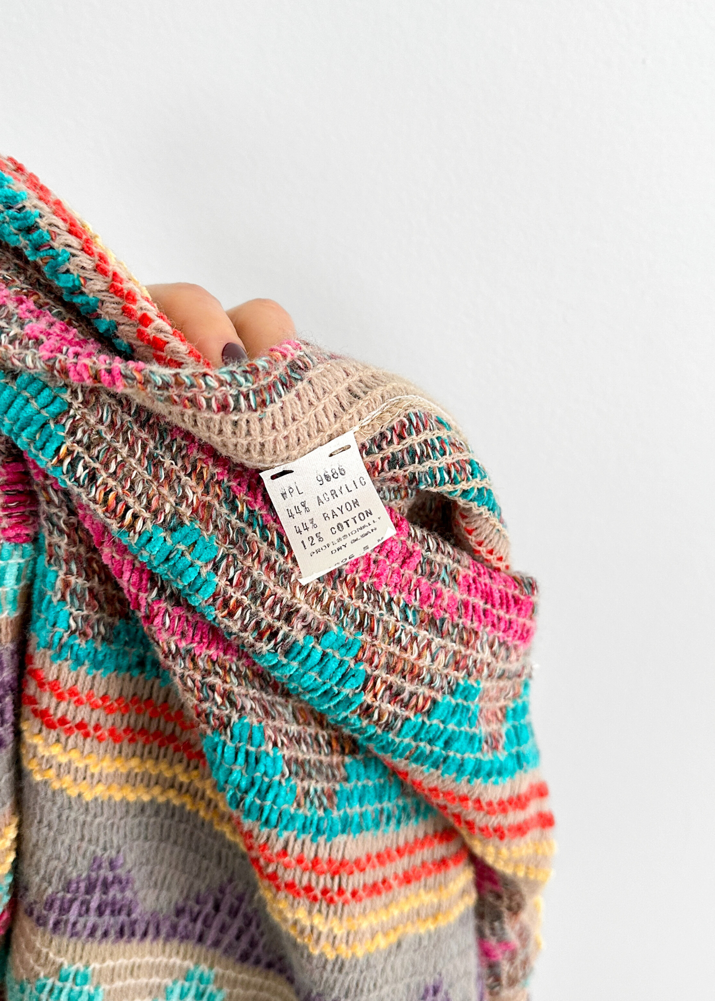 Vintage 70s Multi Colored Boat Neck Knit Top (M)
