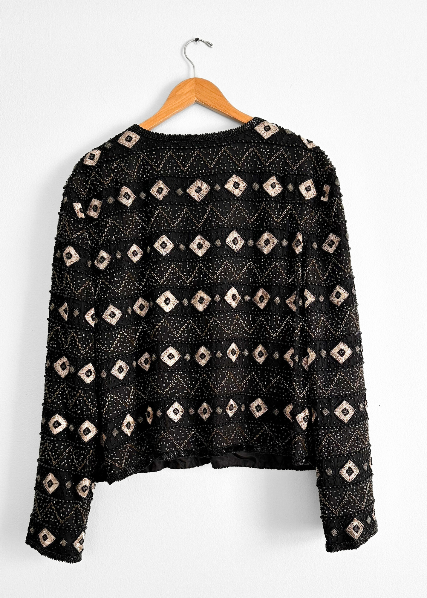 Black Silk Beaded Embroidered Jacket (1X)