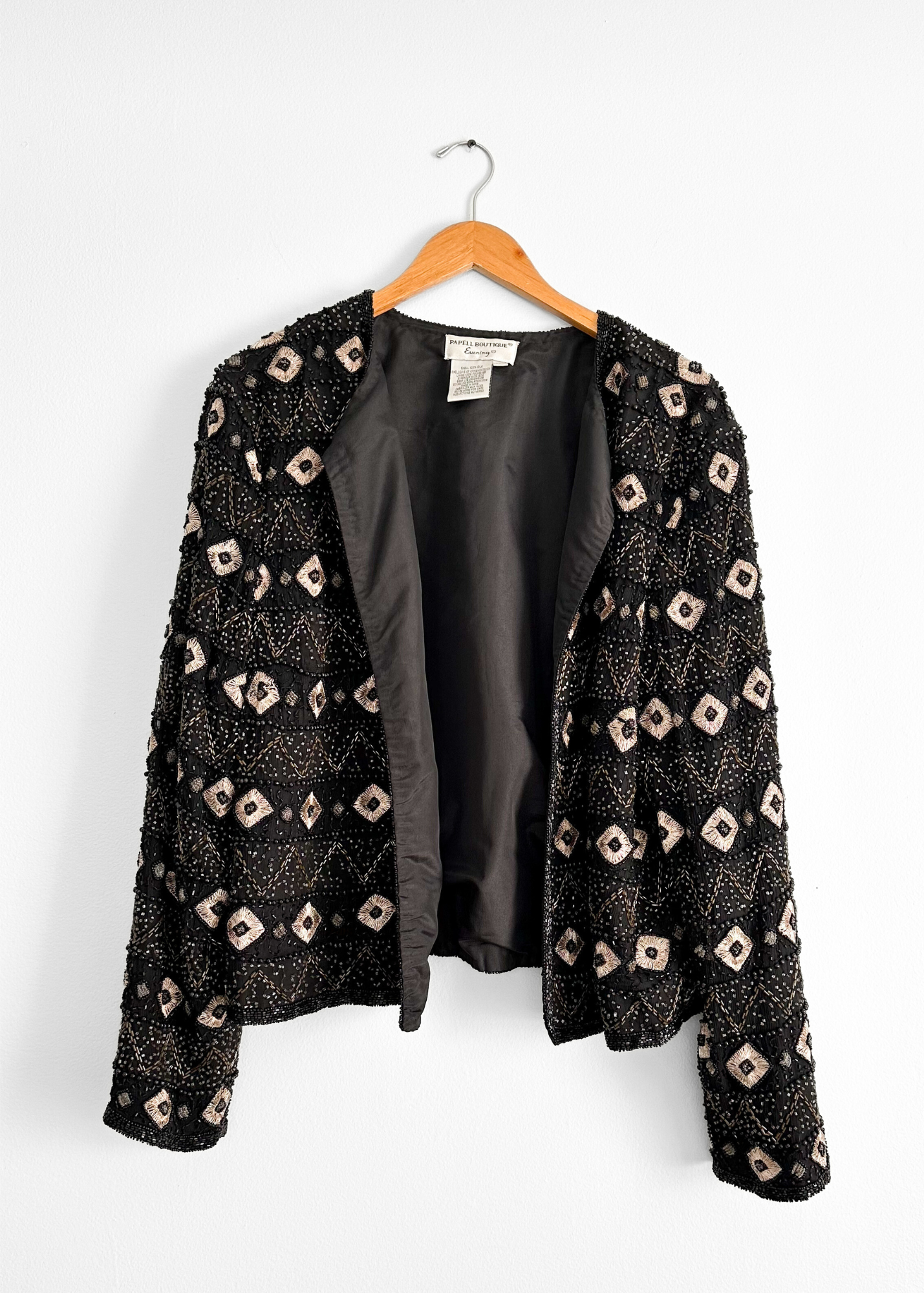 Black Silk Beaded Embroidered Jacket (1X)