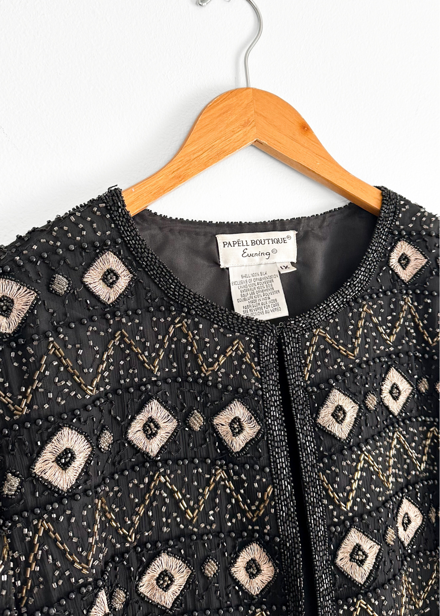 Black Silk Beaded Embroidered Jacket (1X)