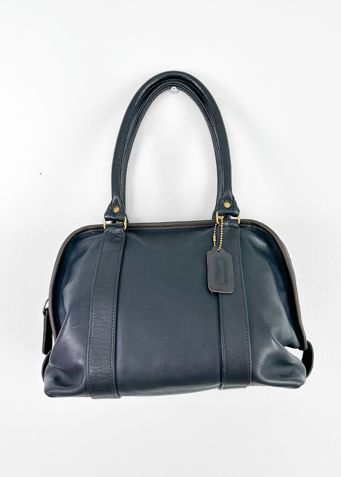Vintage 80s Coach Madison Soft Satchel Doctors Bag Purse in Blue USA #0333-003