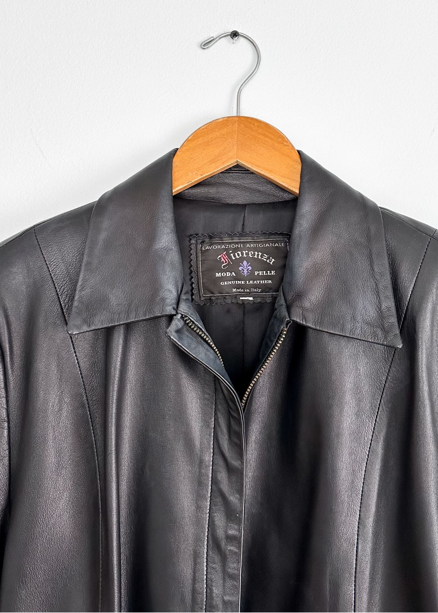 Vintage 00s Black Italian Leather Zip Women's Jacket (L or 10/12)
