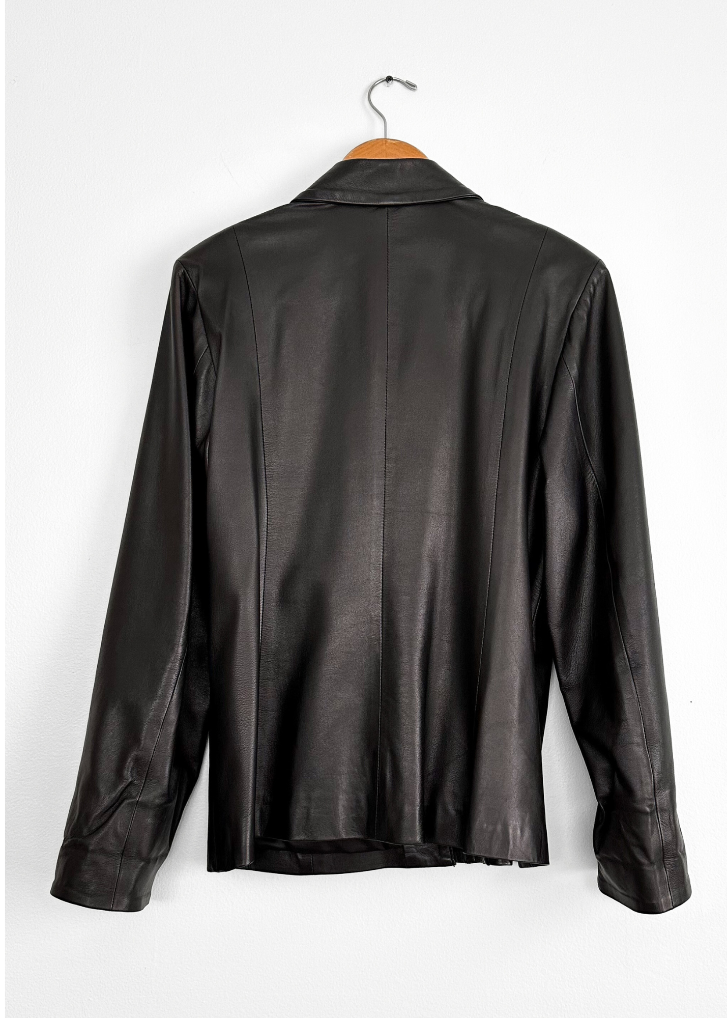 Vintage 00s Black Italian Leather Zip Women's Jacket (L or 10/12)