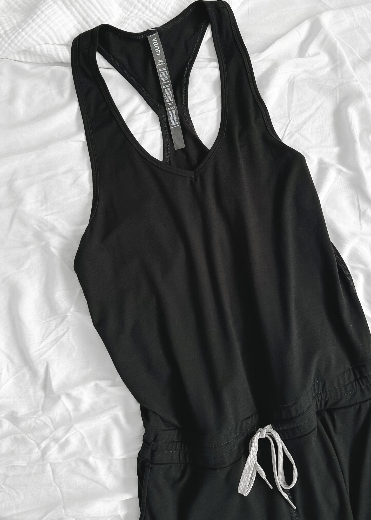 Vuori Black Lux Racerback Drawstring Harem Jogger Jumpsuit (M)