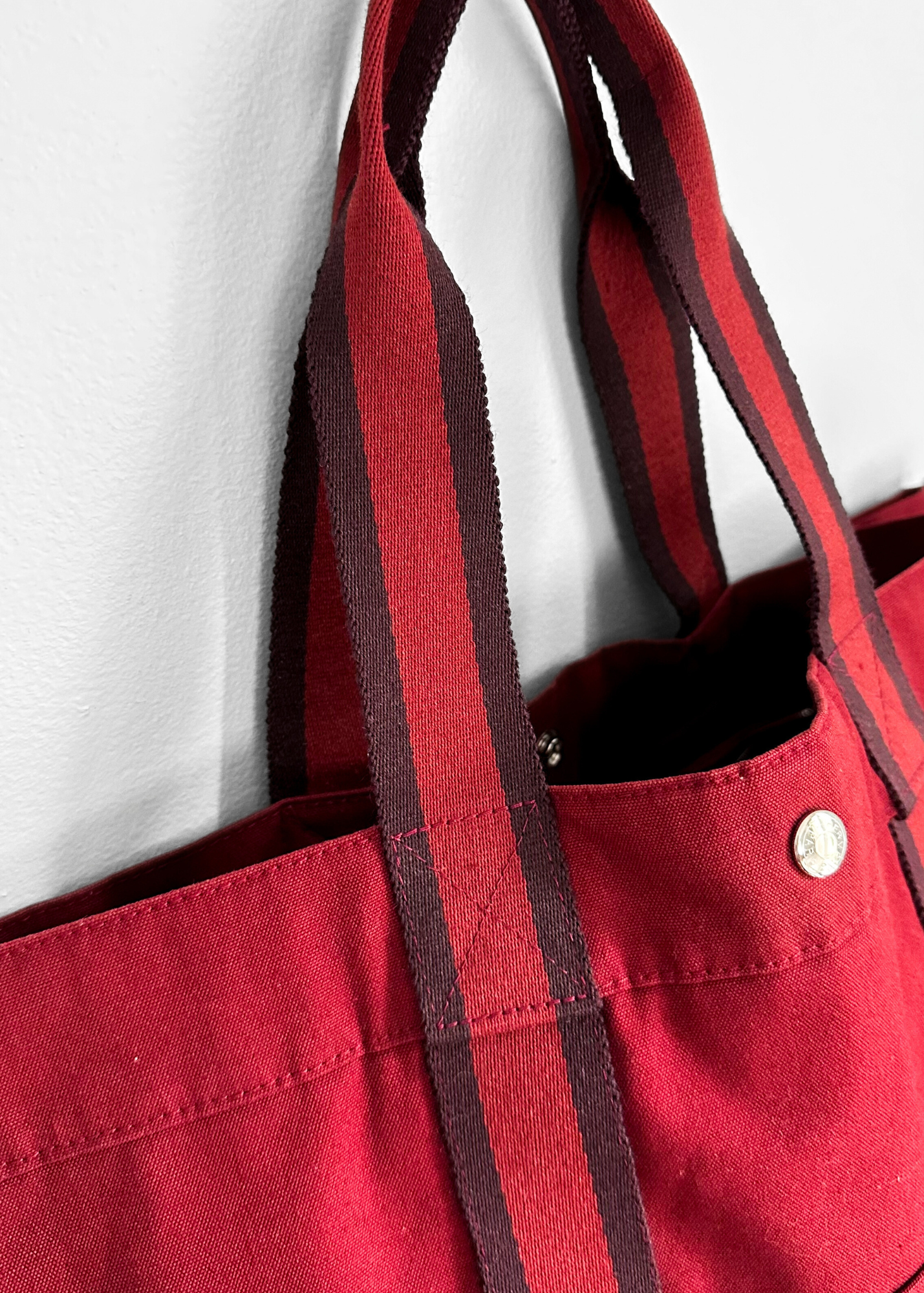 Hermès Bordeaux Red 100% Cotton Heavy Canvas Extra Large Tote Bag