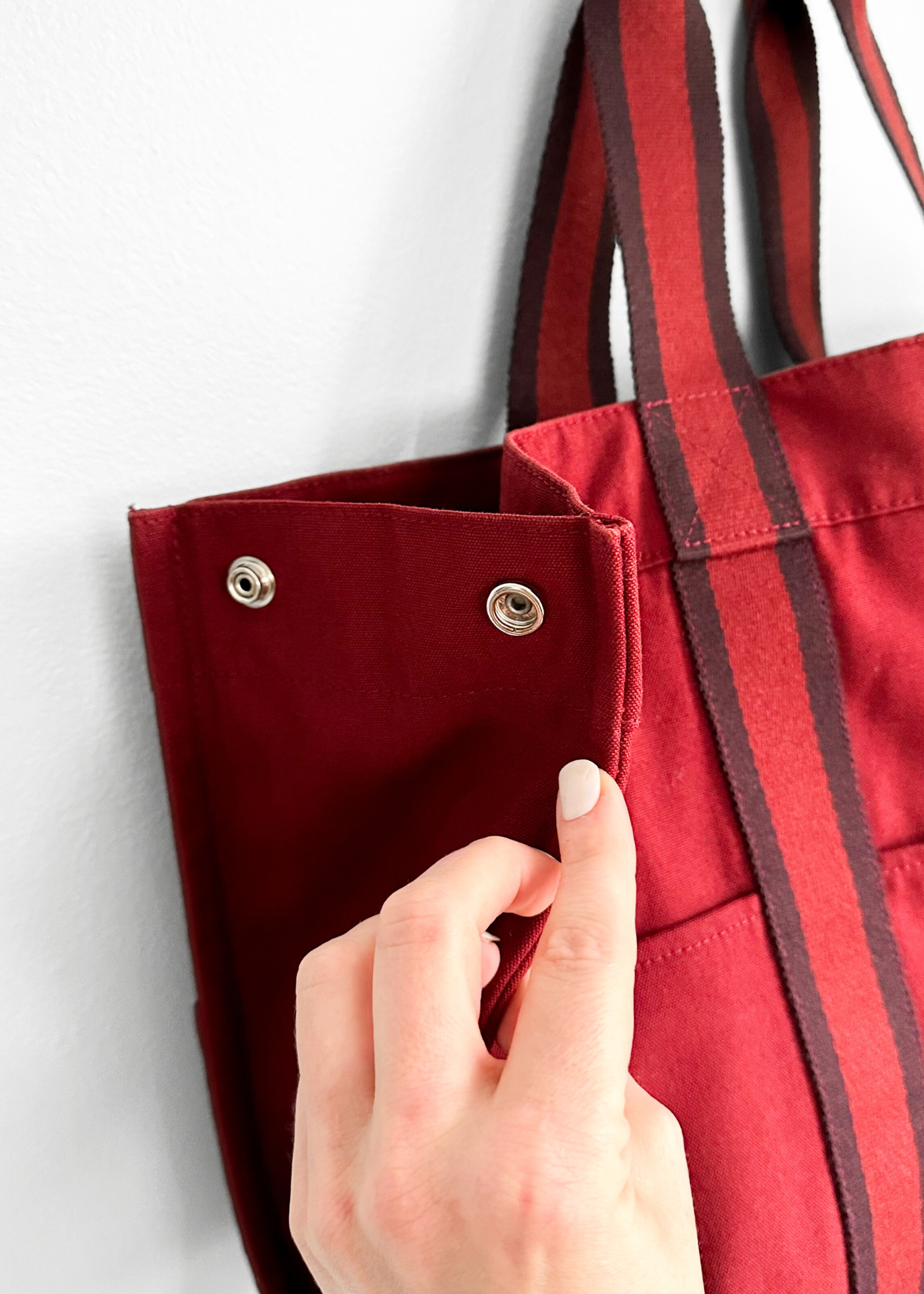 Hermès Bordeaux Red 100% Cotton Heavy Canvas Extra Large Tote Bag