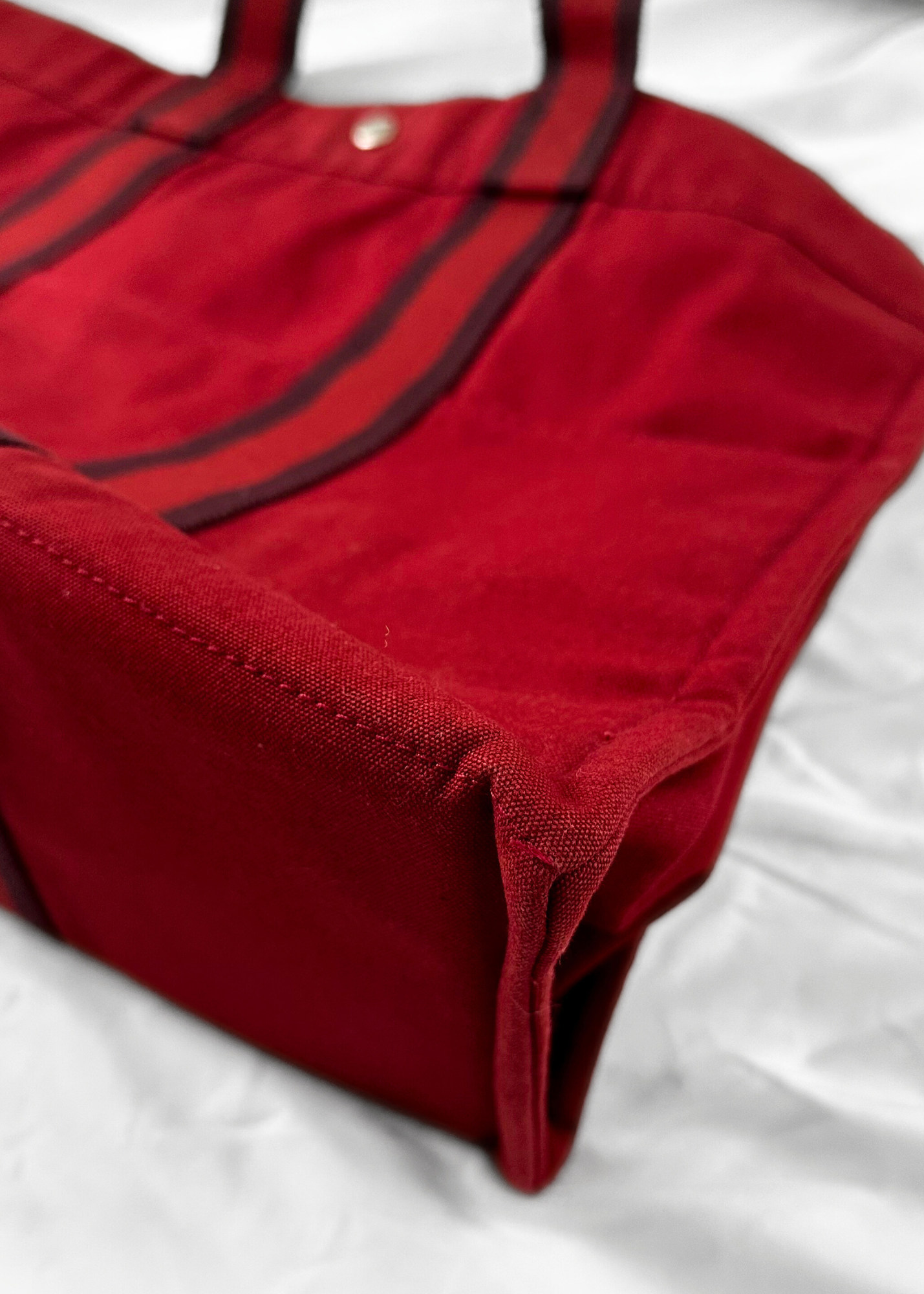 Hermès Bordeaux Red 100% Cotton Heavy Canvas Extra Large Tote Bag