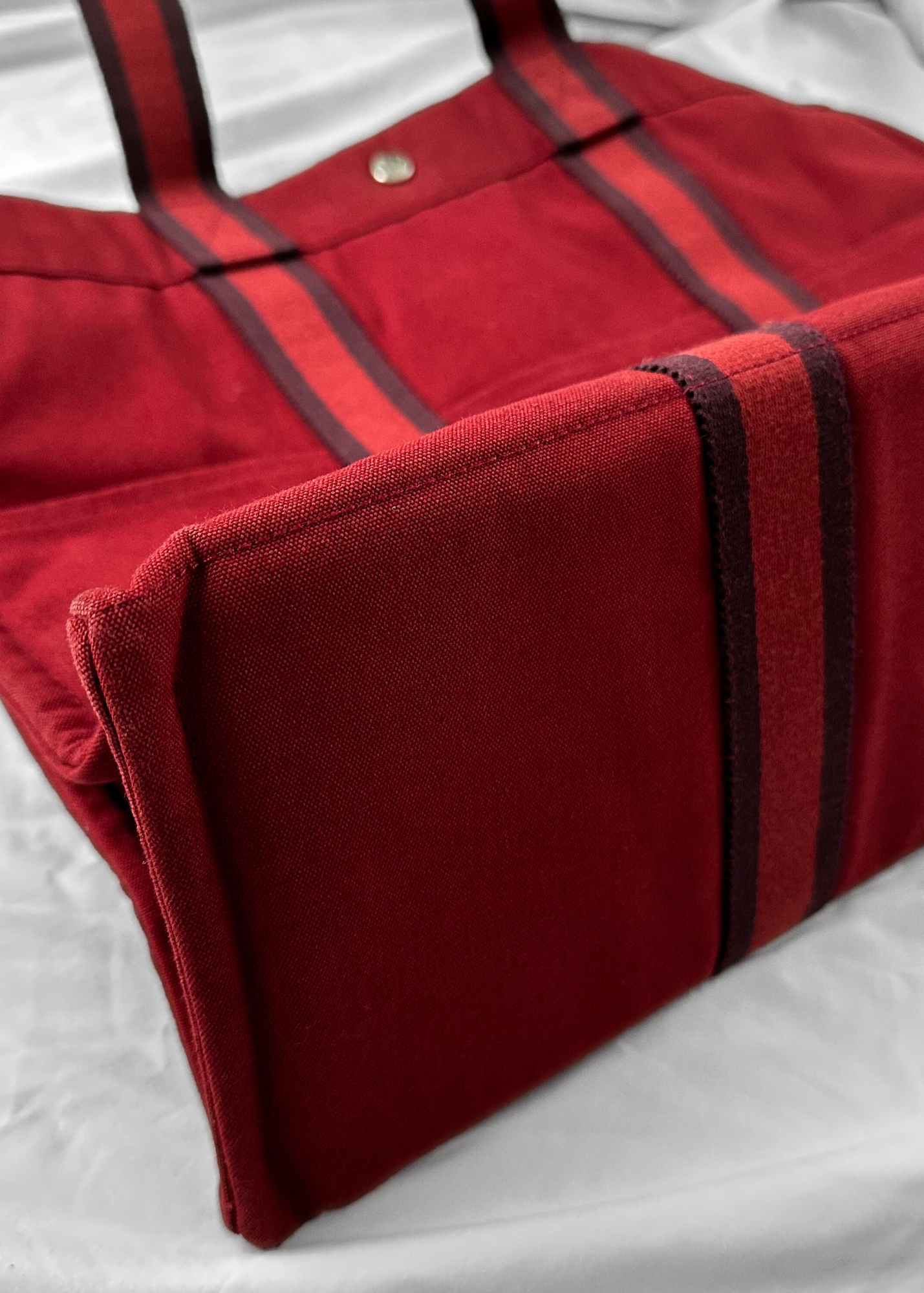 Hermès Bordeaux Red 100% Cotton Heavy Canvas Extra Large Tote Bag