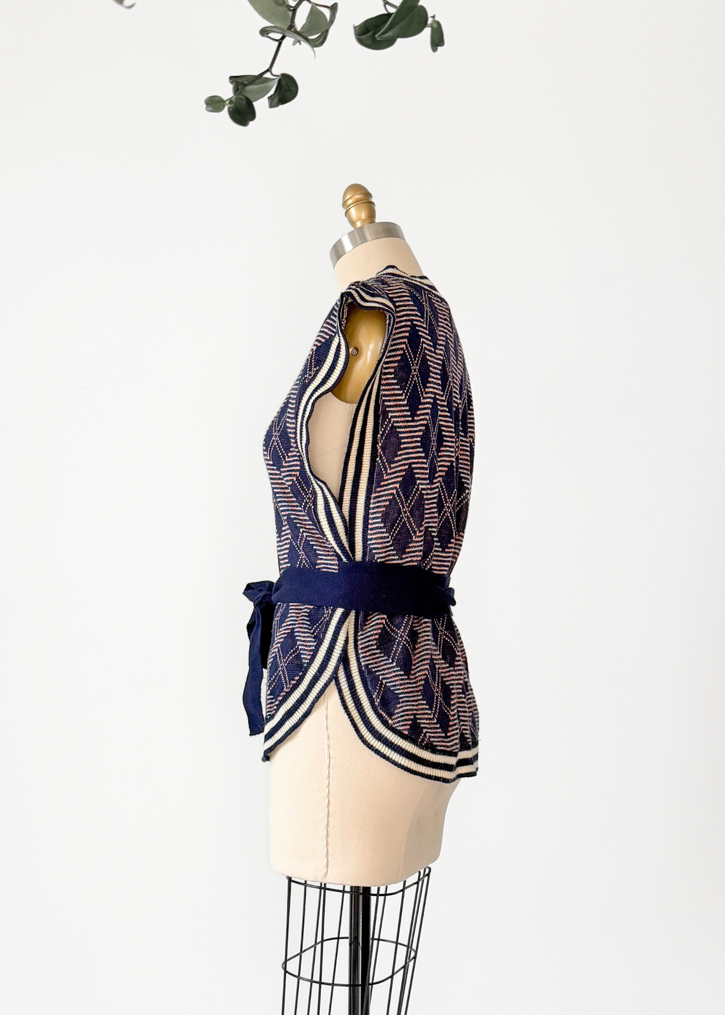 Vintage 70s Loomknits Navy Argyle Tie Sweater Vest