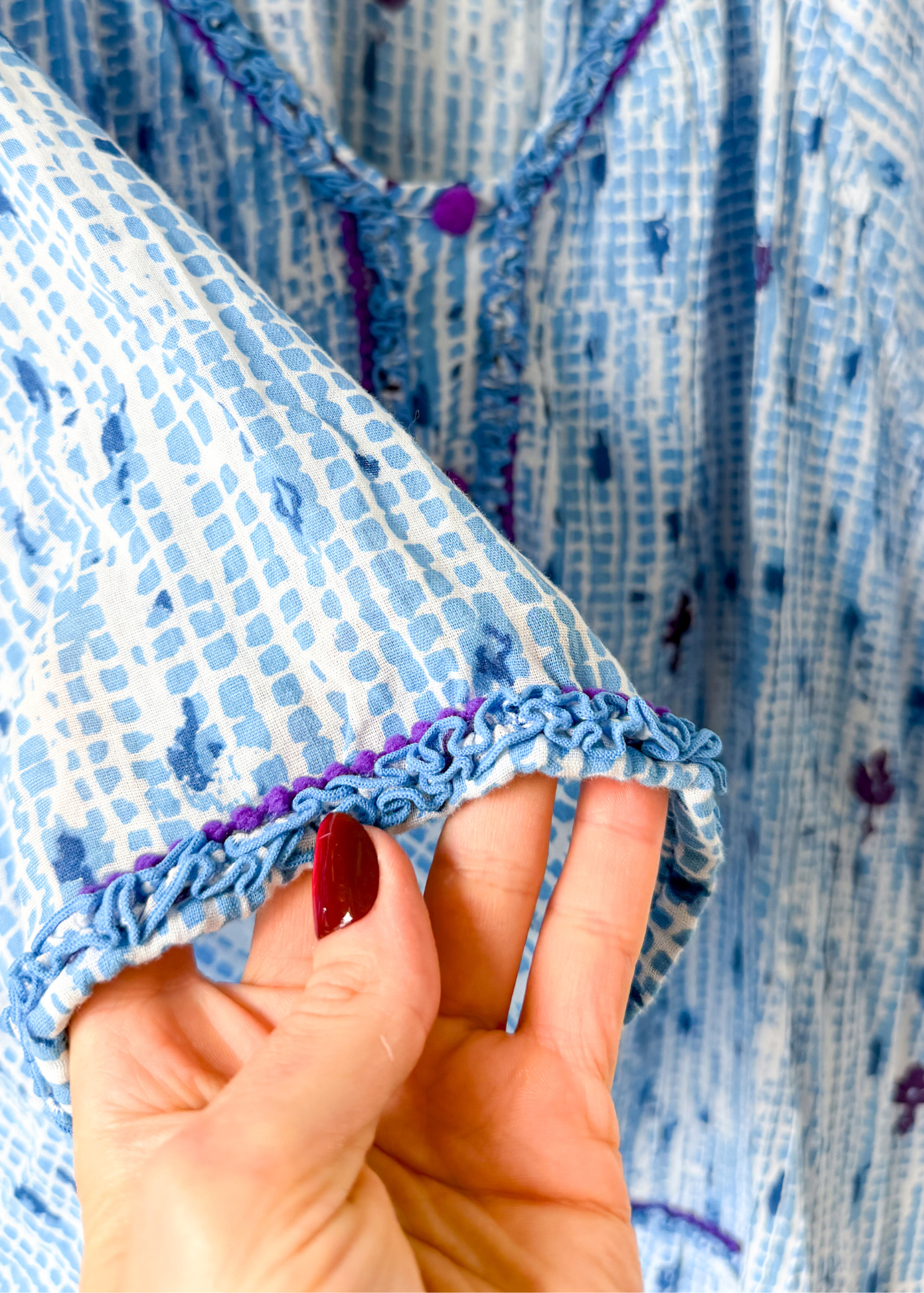 Poupette St Barth Blue Purple Poncho Tunic Mini Dress (One Size)