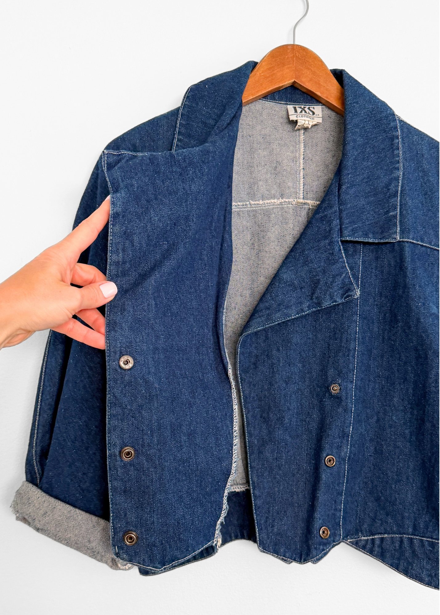 Vintage 80s IXS Clothing Indigo Denim Cotton Jacket made in Mexico (M)