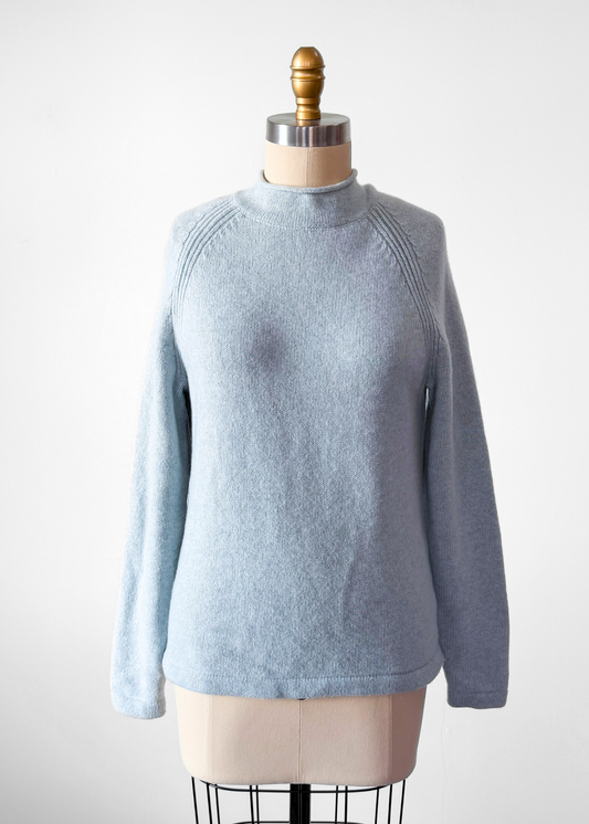 J.Crew Women's 1988 Rollneck™ Sweater Merino Wool Light Powder Blue Knit (S)