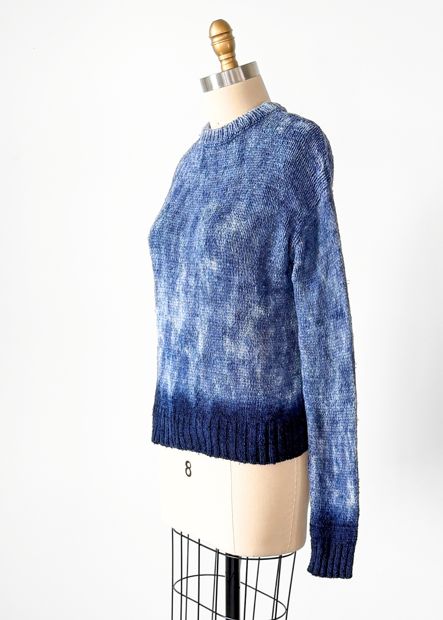 Altuzarra Blue Navy Hand Dyed 100% Silk Ribbon Knit Top (XS/S)