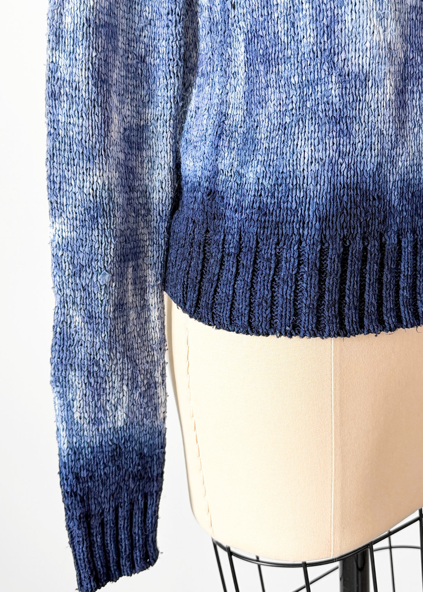 Altuzarra Blue Navy Hand Dyed 100% Silk Ribbon Knit Top (XS/S)