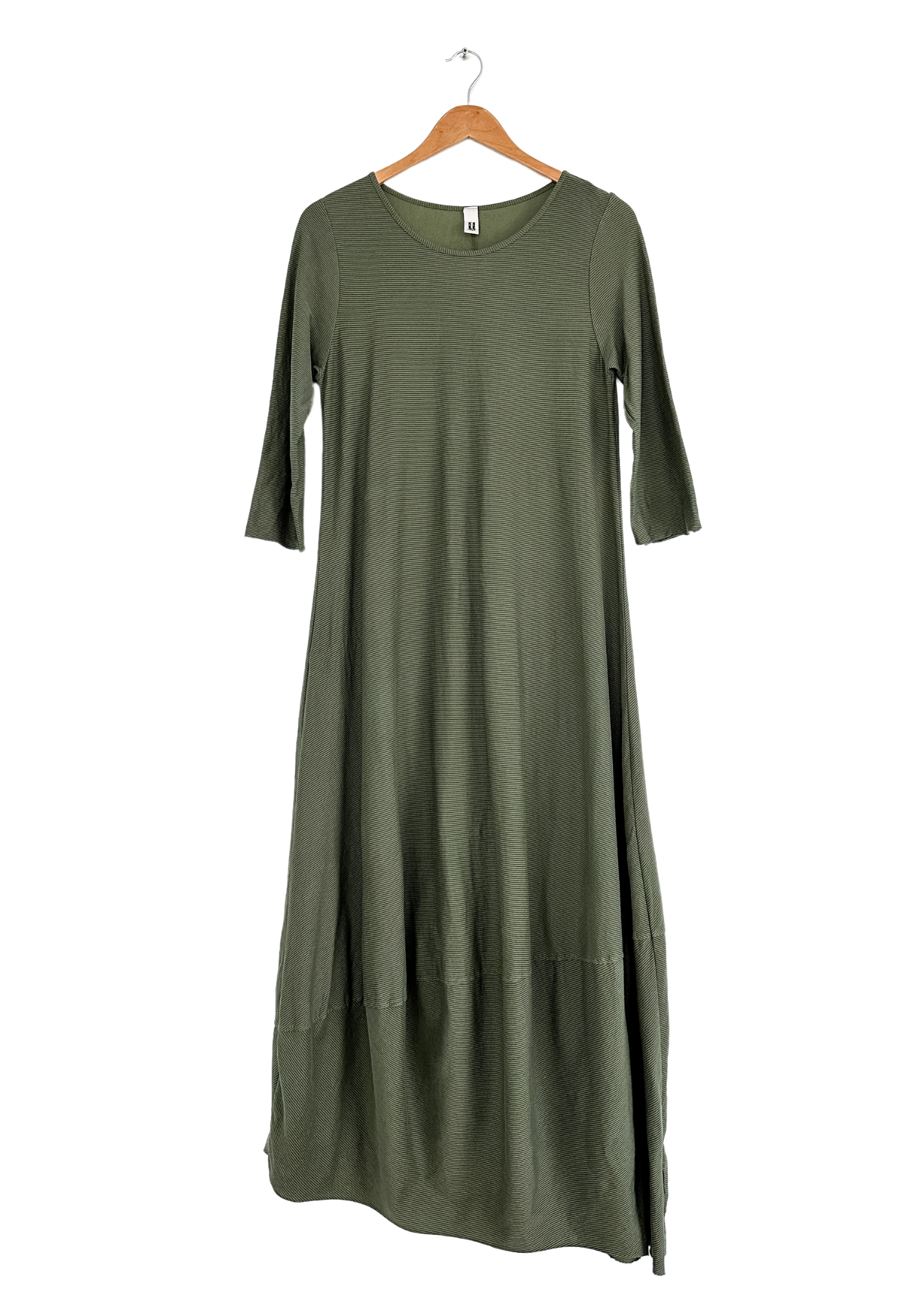 Wendy Trendy Olive Green Cotton Micro Stripe Maxi Dress (M) The Wandering Wardrobe Truck Wendy Trendy Olive Green Cotton Micro Stripe Maxi Dress (M) The Wandering Wardrobe Truck