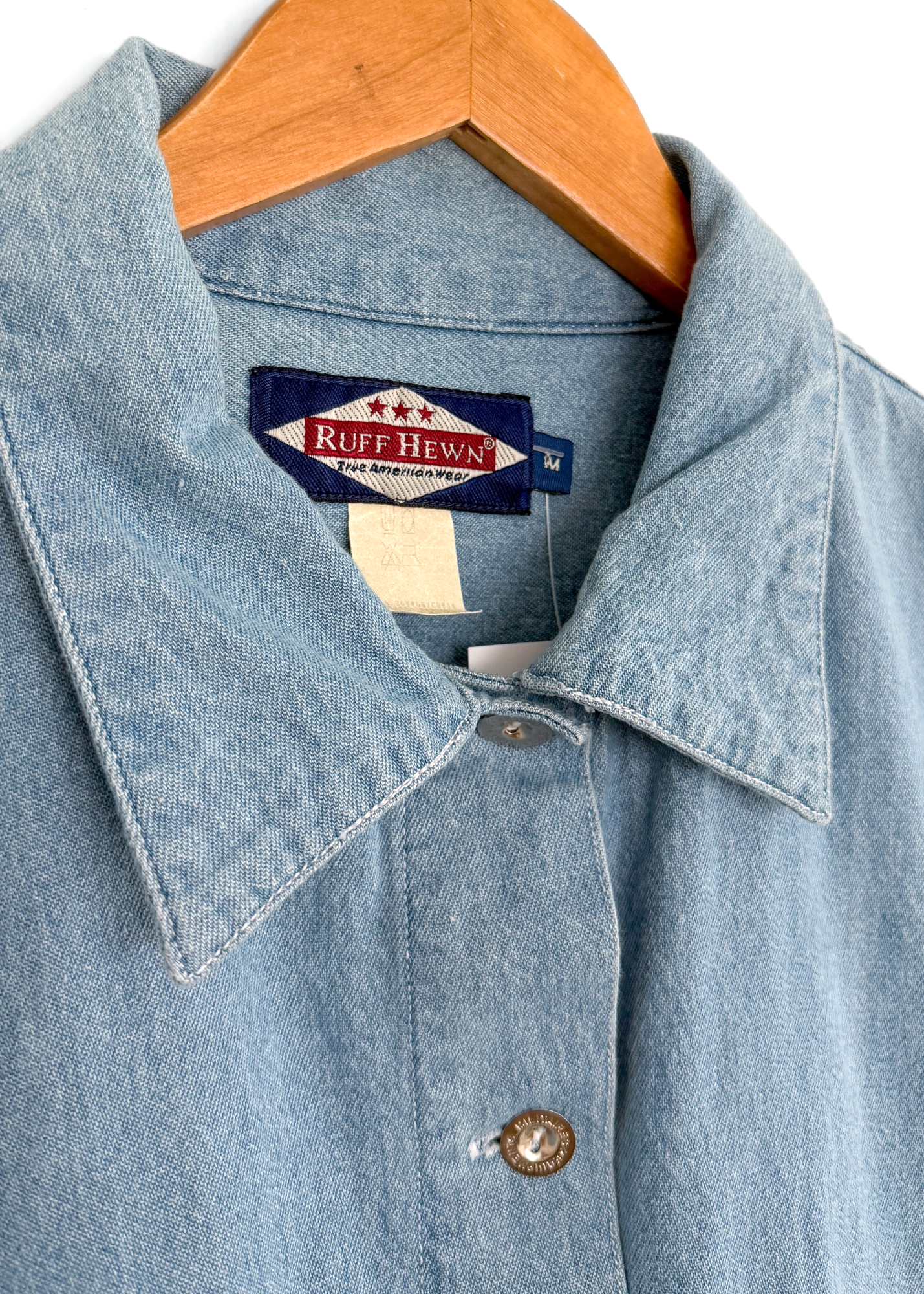 Vintage 90s Ruff Hewn Denim Boxy Crop Top Button Down (M)