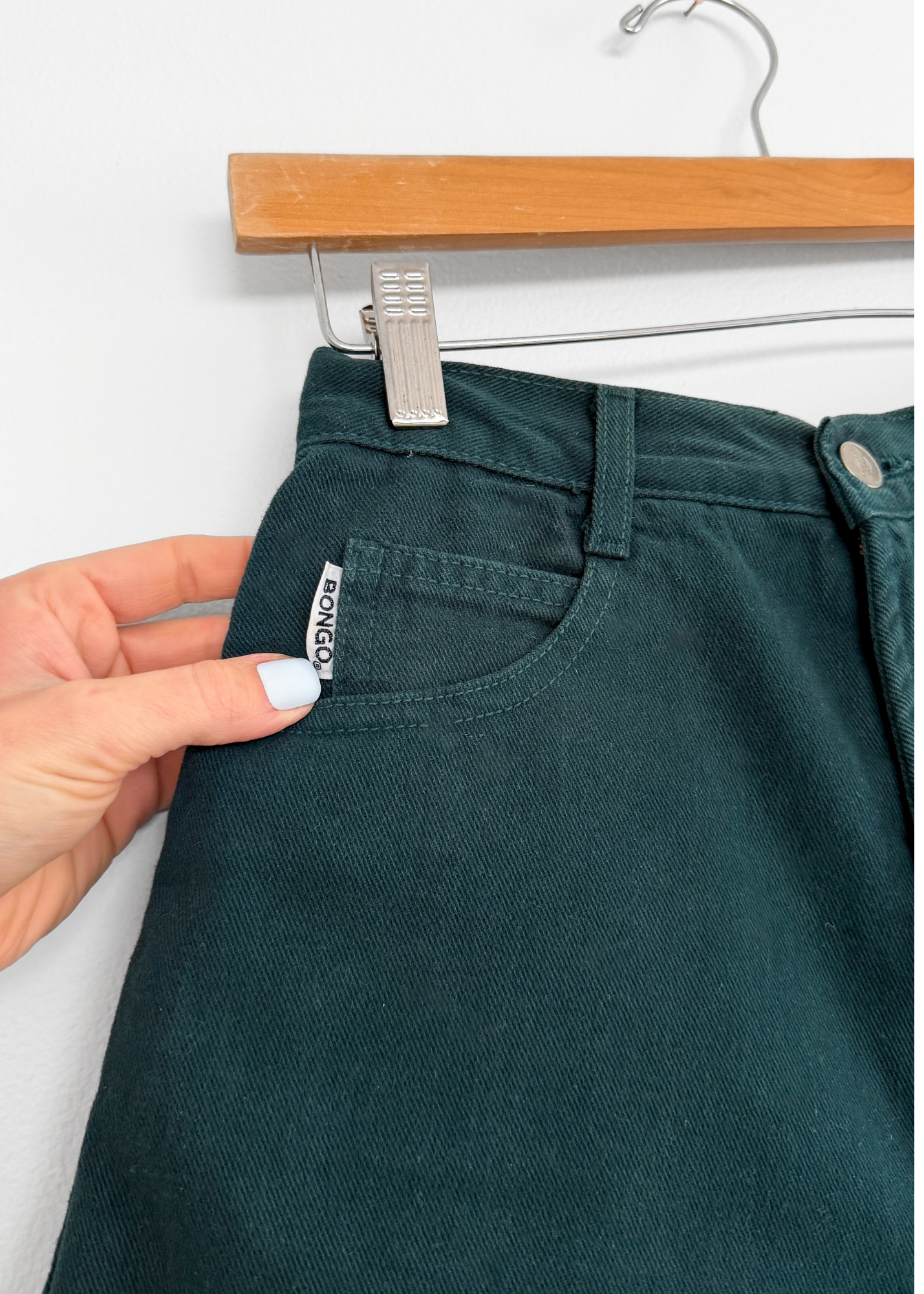 Vintage 90s Bongo Dark Green Denim Jean High Waist Shorts