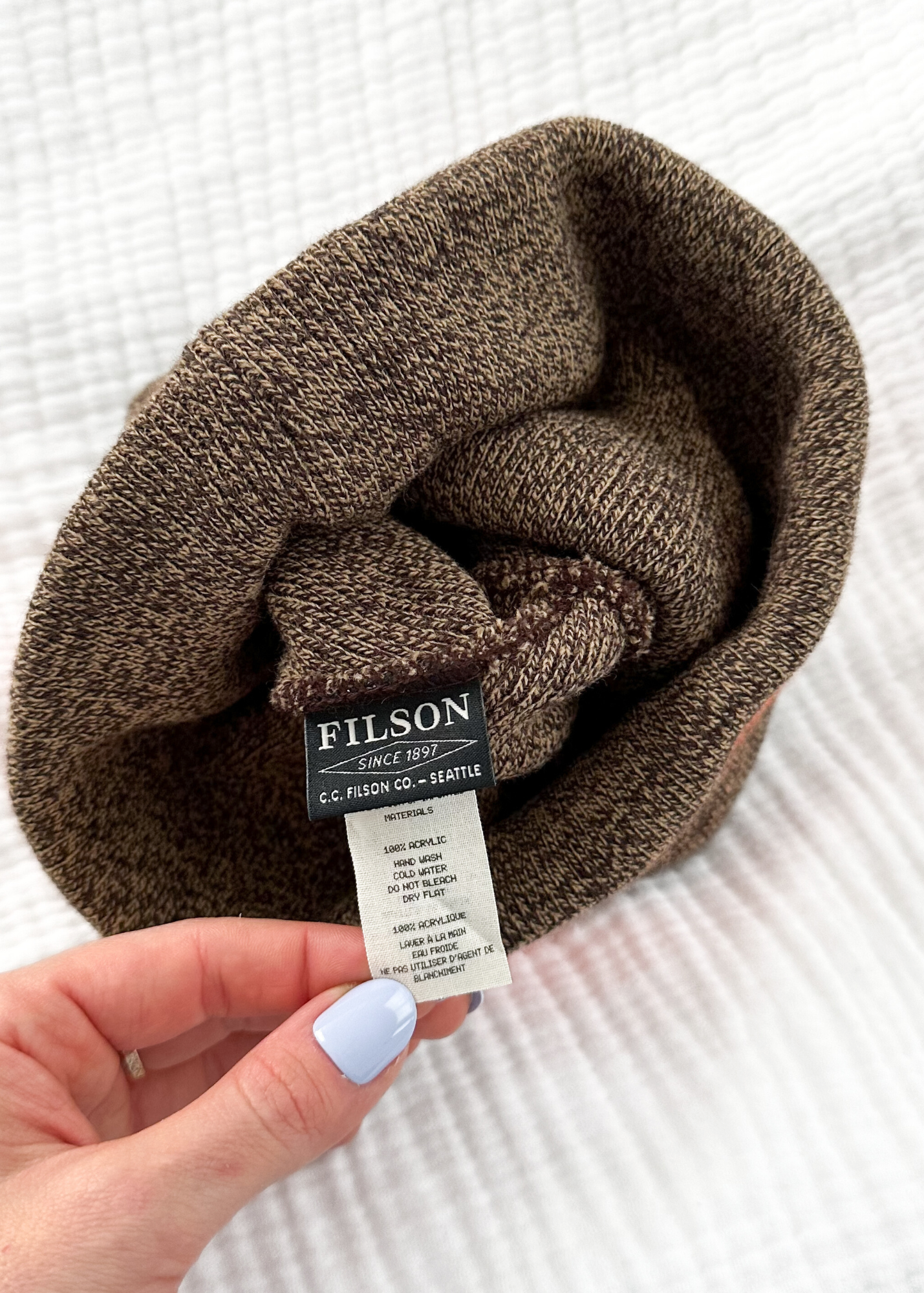 Filson Ballard Watch Cap Beanie Hat in Walnut / Flame