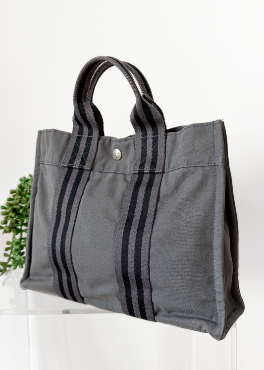 Hermès Fourre Tout Tote Canvas Bag in Graphite Gray