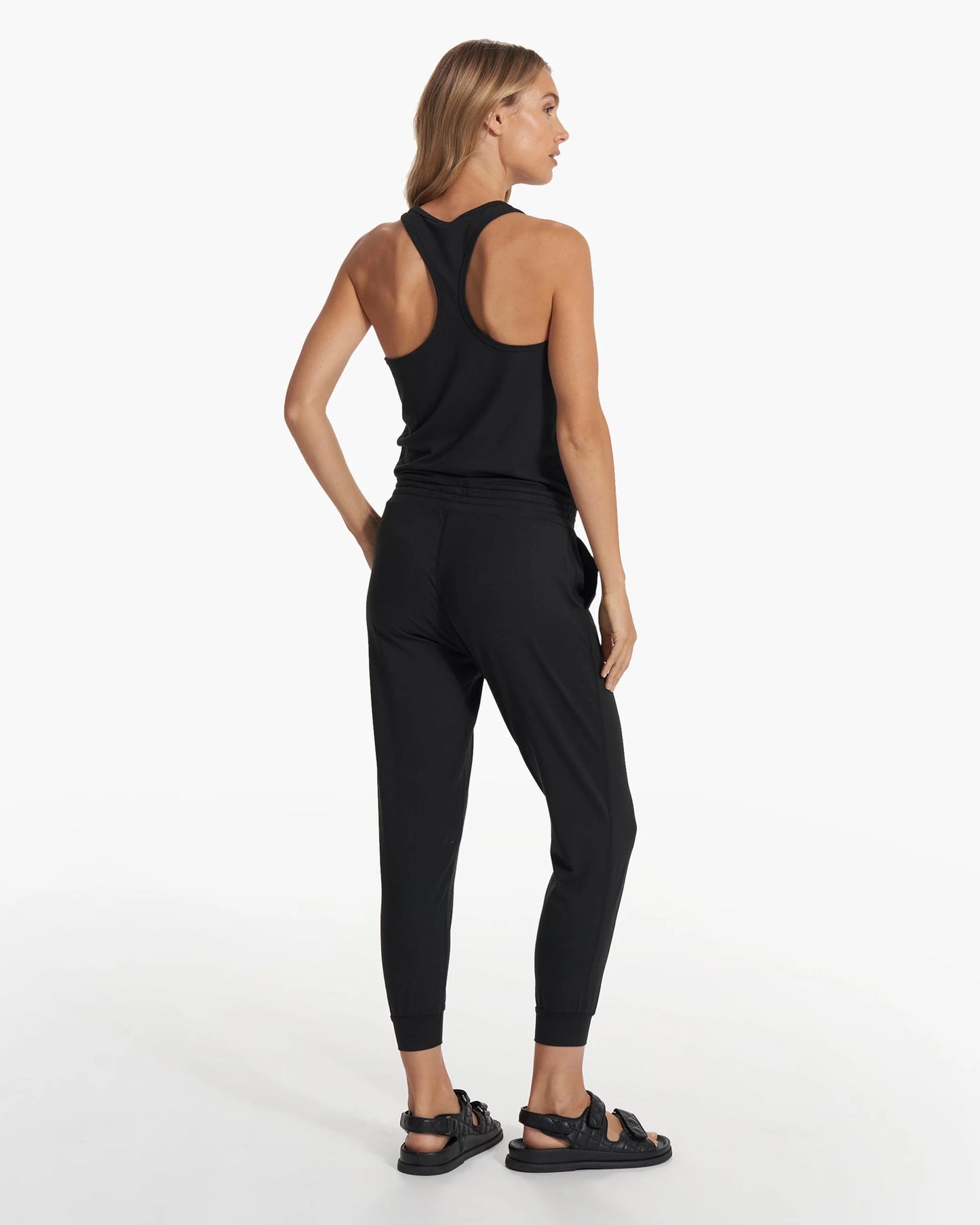 Vuori Black Lux Racerback Drawstring Harem Jogger Jumpsuit (M)