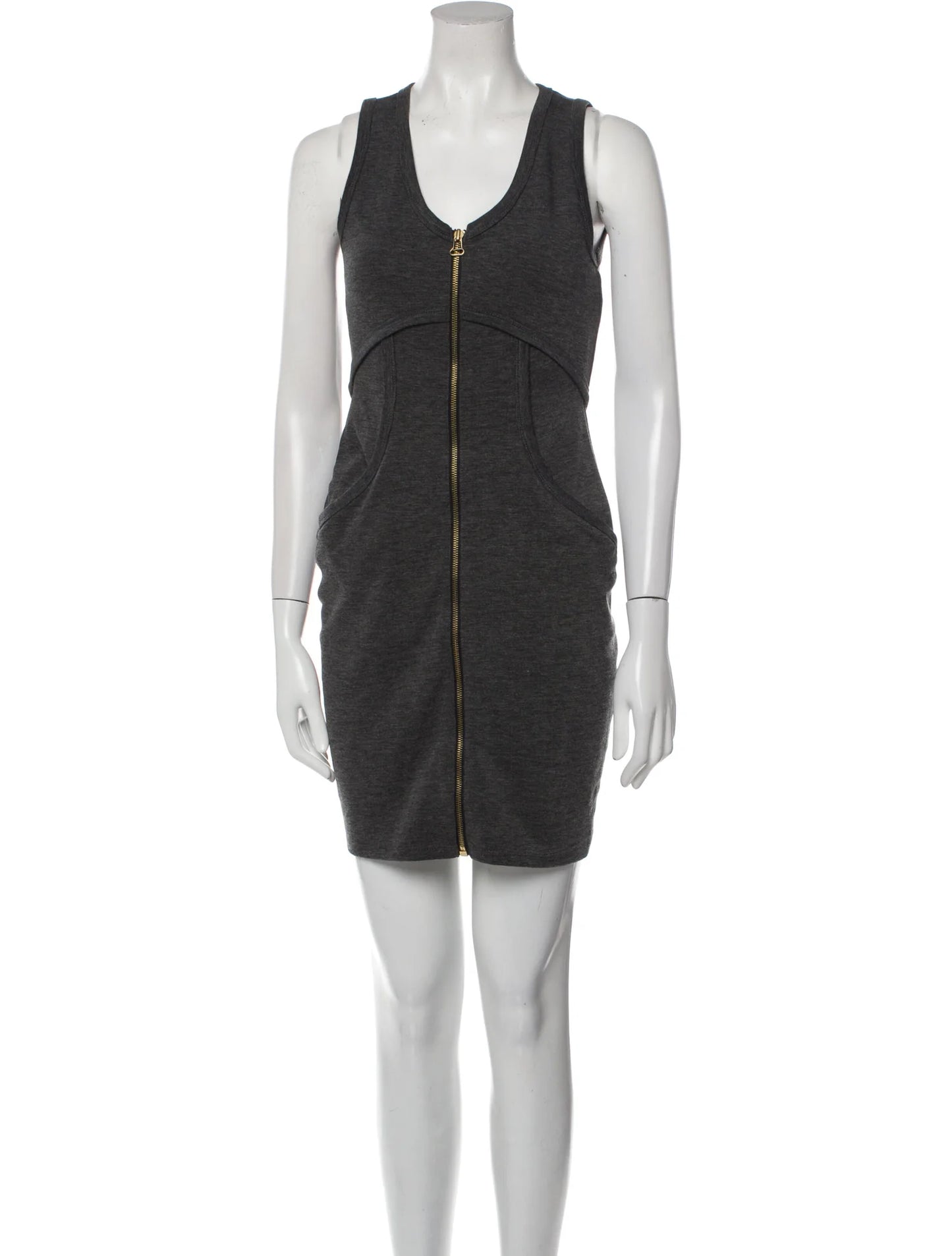 T by Alexander Wang Charcoal Grey Full Zip Dress (XS)