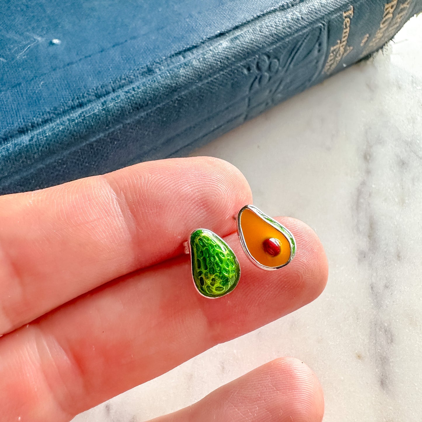 Avocado Sterling Silver Stud Earrings