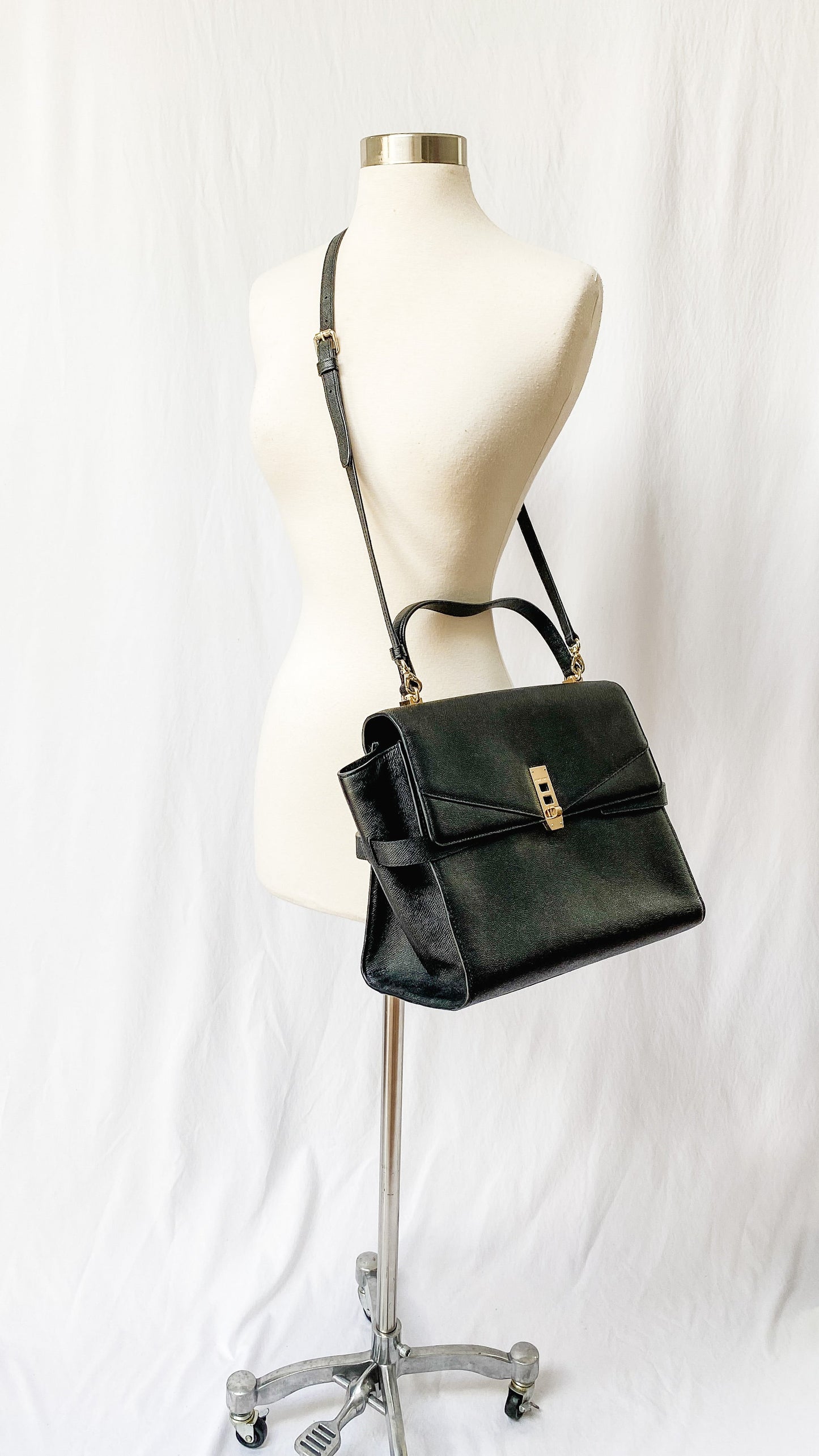 Henri Bendel Black Uptown Satchel Purse