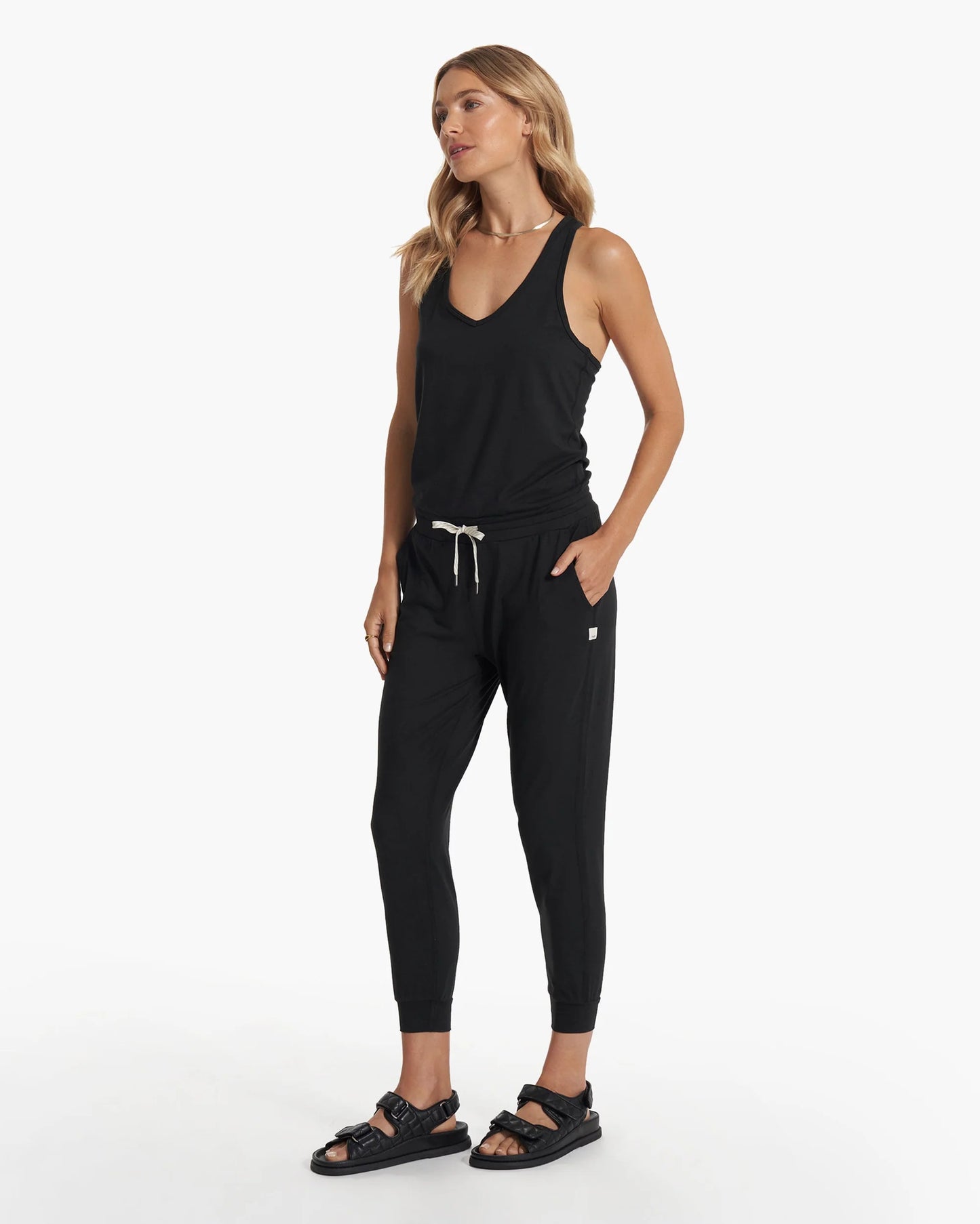 Vuori Black Lux Racerback Drawstring Harem Jogger Jumpsuit (M)