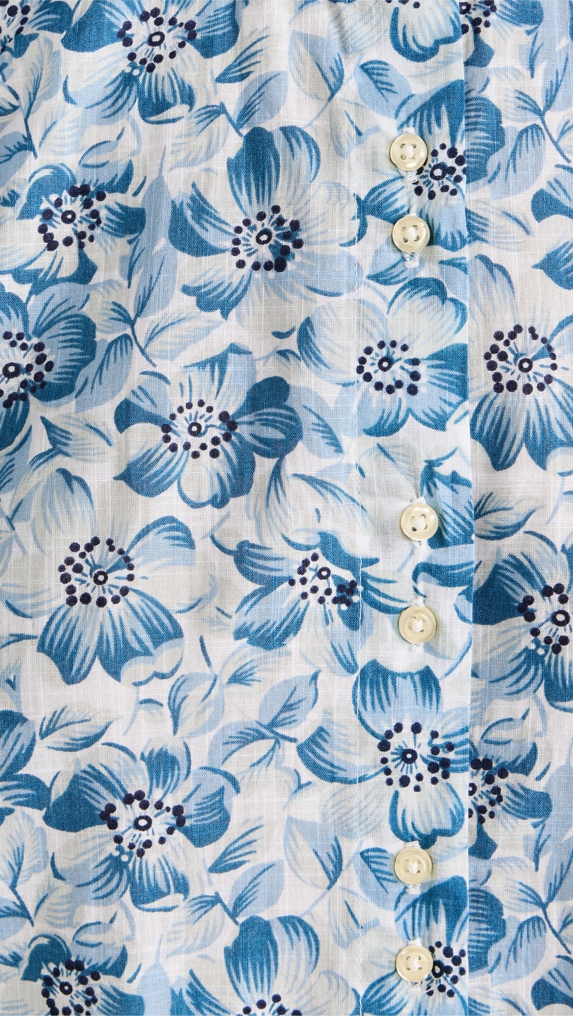 THE GREAT. The Wren Blue Floral Button Down Top