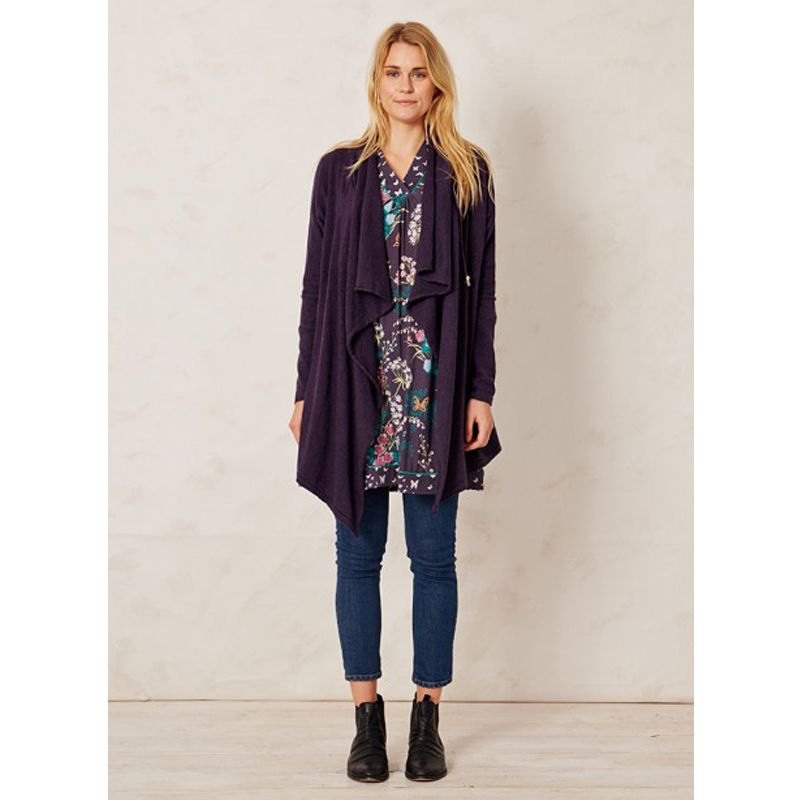 Braintree Purple Organic Cotton & Wool Zip Draped Cardigan (S)