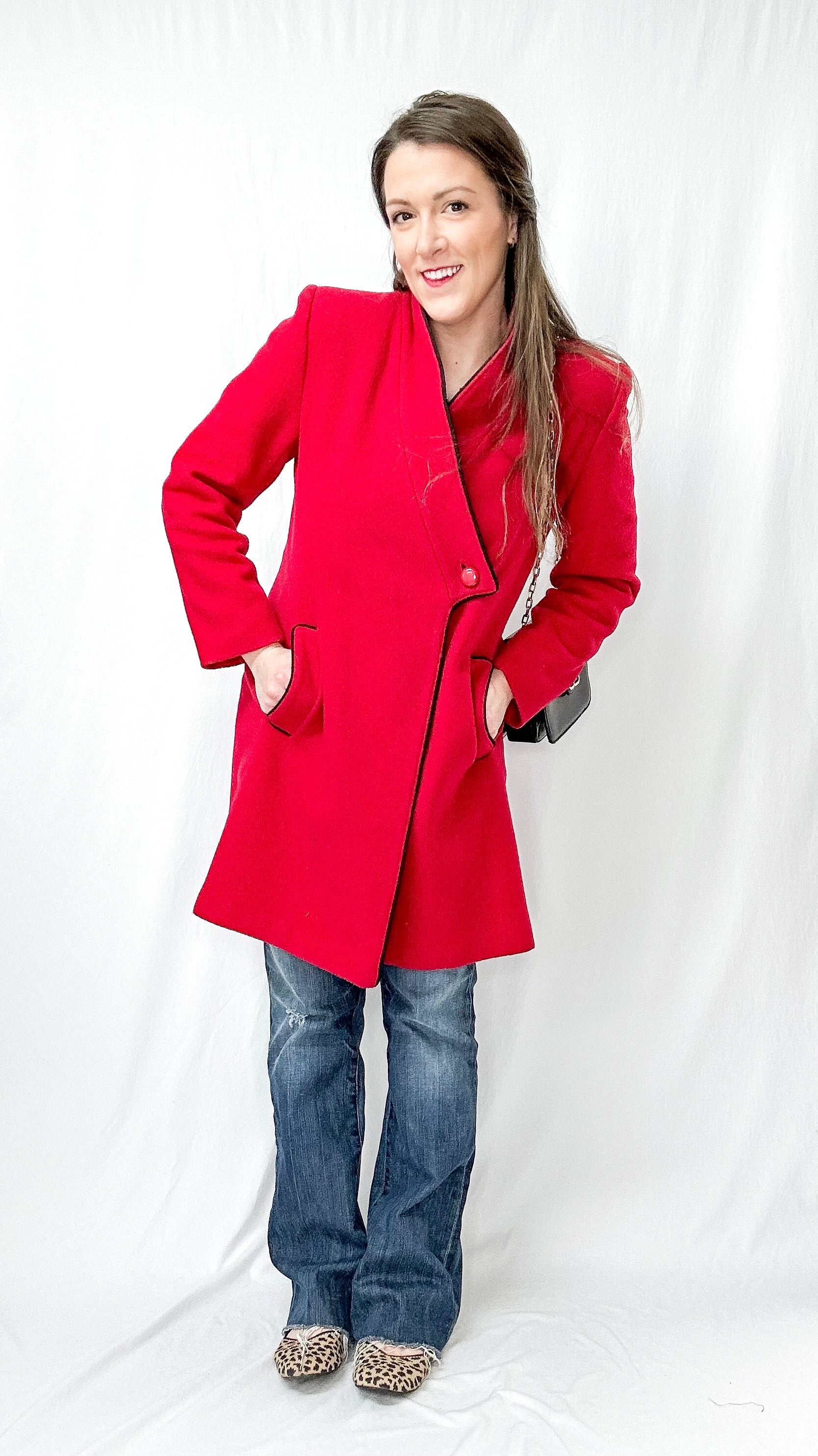 Dark pink best sale wool coat