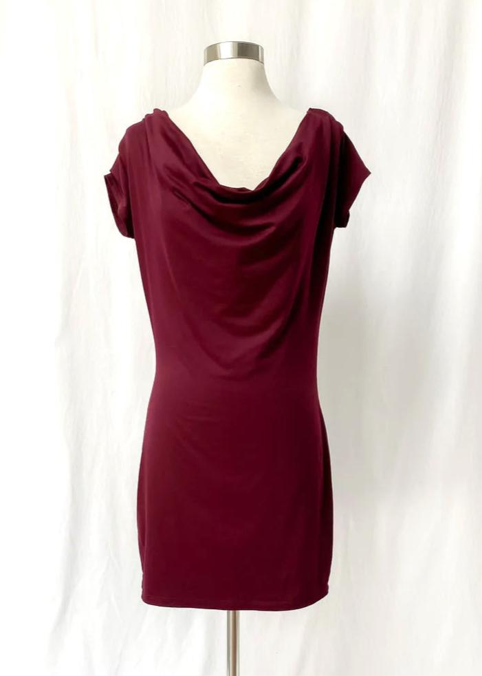 Susana Monaco Maroon Draped Tunic Dress (S/M)