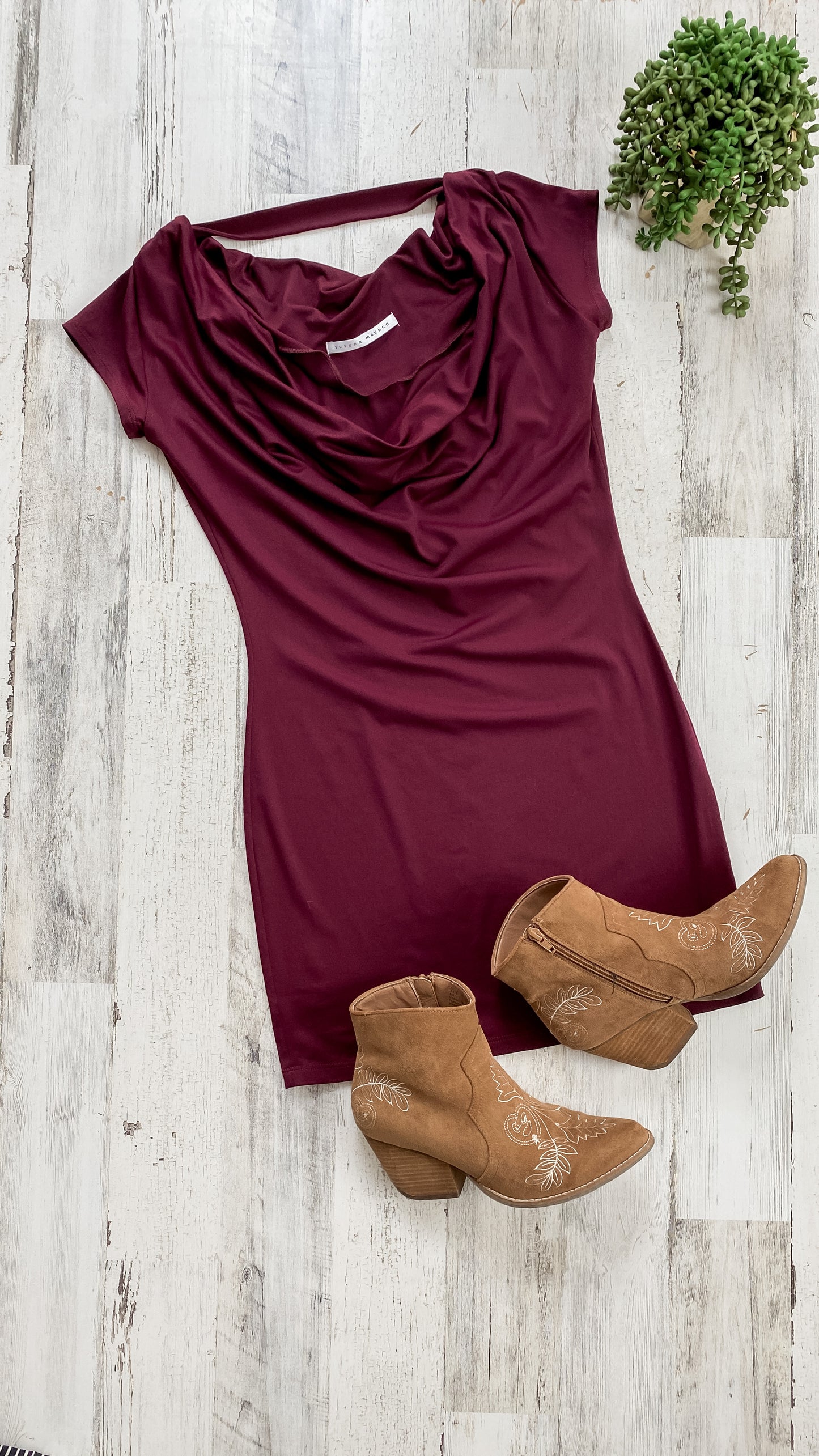 Susana Monaco Maroon Draped Tunic Dress (S/M)