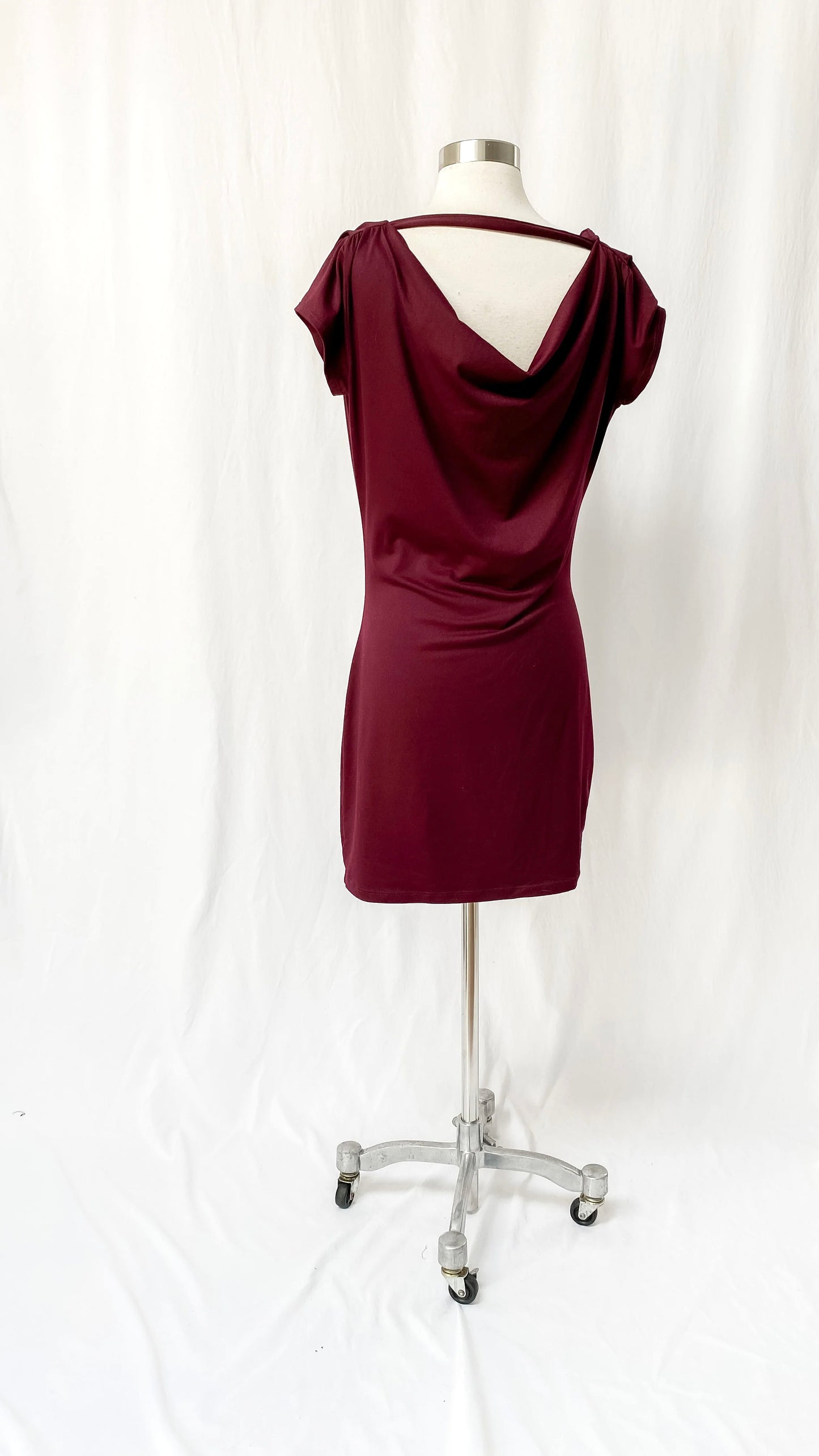 Susana Monaco Maroon Draped Tunic Dress (S/M)