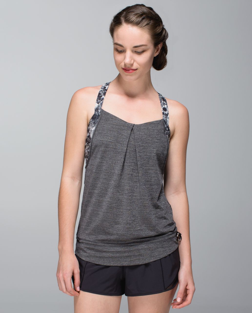 Lululemon Gray Rest Less Floral Bra Drawstring Top (6)