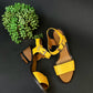 Fendi Yellow Leather Sandals Block Heels (39 or 8.5)