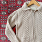 Original Aran Co. Irish Light Brown Cable Knit Zip Front Knit Sweater (M)