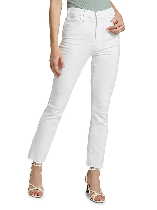 MOTHER The Hustler Ankle Fray Jeans in Glass Slipper White Denim (27)