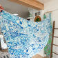 Lilly Pulitzer Silk & Cashmere Blue White Fresh Catch Print Scarf