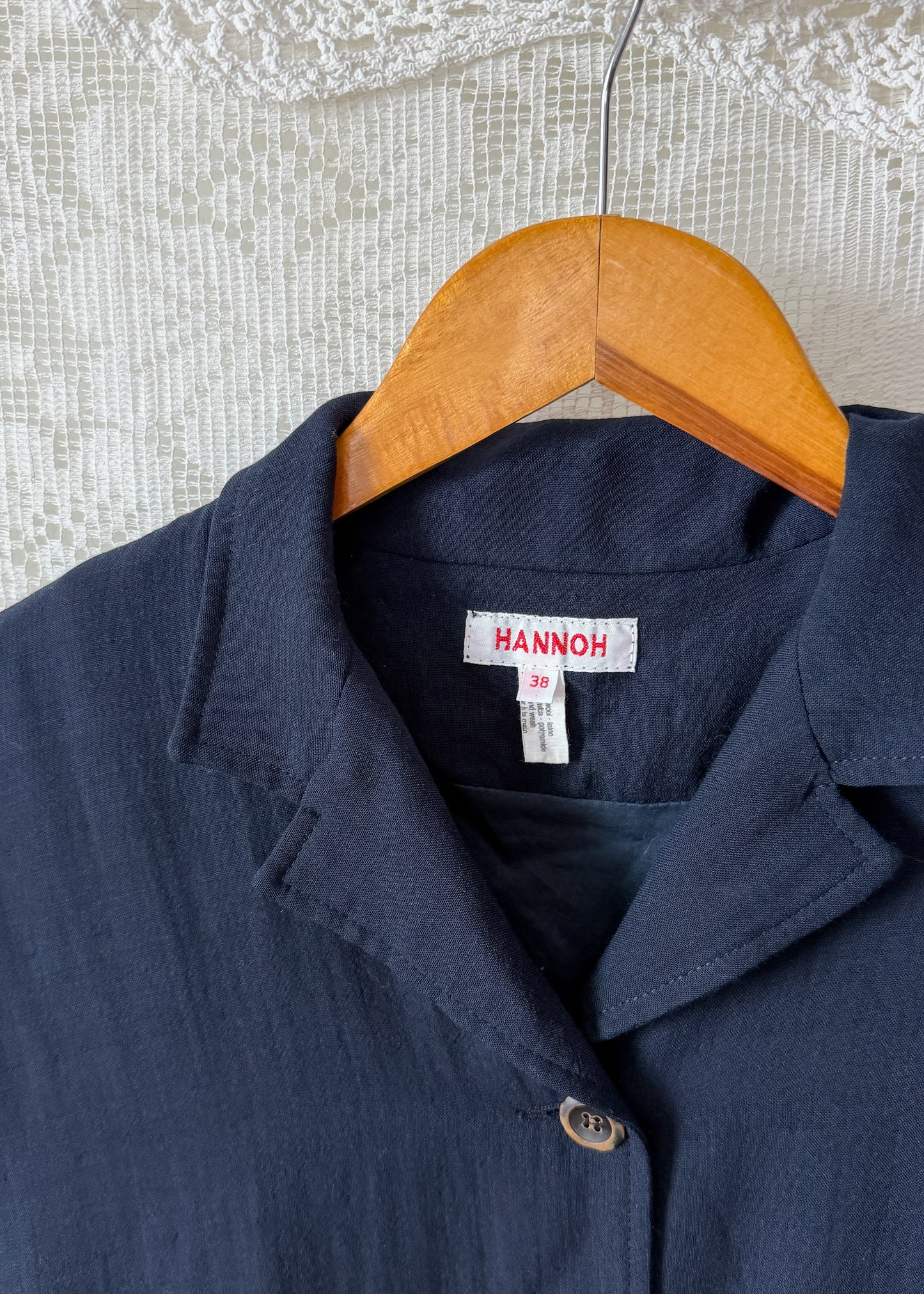Hannoh Wessel Navy Blue Wool Blend Blazer Jacket with Ribbon Waist (38 F or M)