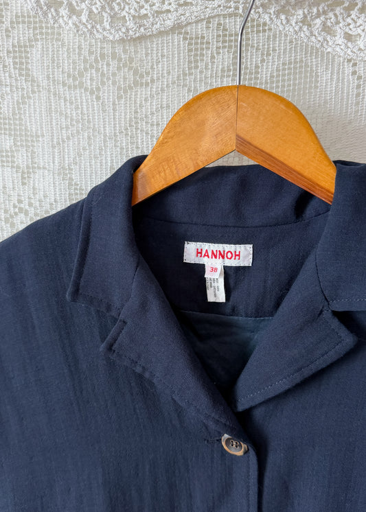 Hannoh Wessel Navy Blue Wool Blend Blazer Jacket with Ribbon Waist (38 F or M)