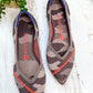 NEW Rothy’s Taupe Camo & Orange Neon Stripe Point Flat Shoes (8)