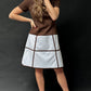 Vintage 70s Brown and White Cap Sleeve Mod Dress (S)