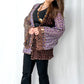 Emamó Purple & Brown Crochet Trim Tie Front Cover-Up Top (S)