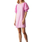 Marie Oliver Petal Pink Shane Dress French Terry Cotton Poplin Puff Sleeve (L)